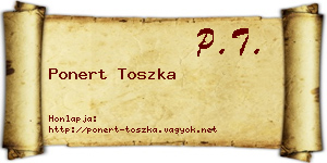 Ponert Toszka névjegykártya